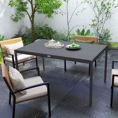 Outsunny Six-Seater Outdoor Table with Slatted Aluminium Top and Steel Legs