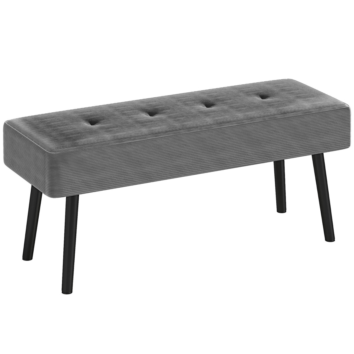 HOMCOM End of Bed Bench, Corduroy Bedroom Bench with Thick Padding and Steel Legs, Tufted Window Seat for Entryway, Living Room, Grey