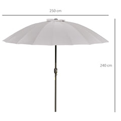 Outsunny 2.5m Tilting Parasol, with Pleated Canopy - Light Grey