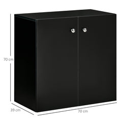 HOMCOM Storage Cabinet w/ Two Shelves Wooden Sideboard Freestanding Kitchen Cupboard Bookcase - Black