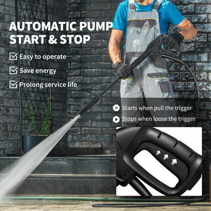 Outsunny 1800W High√Ç Pressure√Ç Washer, 150 Bar Pressure, 420 L/h Flow, Portable Power Washer Jet Wash Cleaner with Adjustable Nozzle, 6M Hose, Hose Reel, Steel Handle for Home Patio Car Driveway, Green