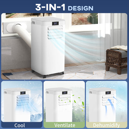 HOMCOM 8000 BTU Air Conditioning Unit, 3-in-1 Portable Air Conditioner, Dehumidifier, Cooling Fan with Remote Control, Digital Display, 2 Speeds, 24H Timer, Window Venting Kit, 18m√Ç¬≤