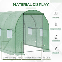 Outsunny Walk-in Polytunnel Greenhouse, Outdoor Garden Tunnel Greenhouse Tent with Zipped Roll-Up Door and 6 Mesh Windows, 3 x 2M