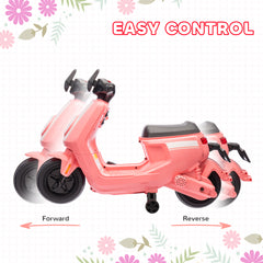 AIYAPLAY 6V Ride on Motorbike, Kids Electric Motorbike w/ Headlights, Music, Training Wheels, for Ages 18-36 Months, Pink