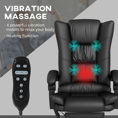 Vinsetto High Back Vibration Massage Office Chair, Heated Reclining PU Leather Computer Chair with 135√Ç¬∞ Reclining Back and Footrest, Black