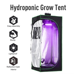 Outsunny Mylar Hydroponic Grow Tent with Adjustable Vents and Floor Tray for Indoor Plant Growing, 60 x 60 x 140cm