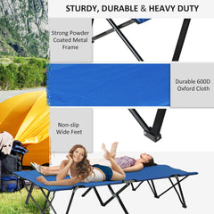 Outsunny Double Camping Cot Bed, with Bag - Blue