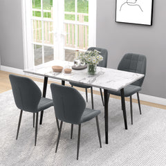 HOMCOM Set of Four Flannel Relaxed Tub Dining Chairs - Dark Grey