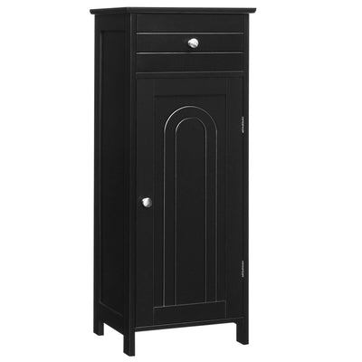 1-Door Freestanding Bathroom Storage Cabinet with Drawer and Adjustable Shelfs-Black - lalafurniture