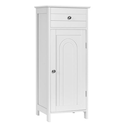 1-Door Freestanding Bathroom Storage Cabinet with Drawer and Adjustable Shelfs-White - lalafurniture