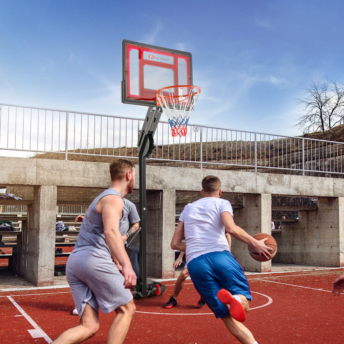 1.55-3.1M Height Adjustable Basketball Hoop with Wheels