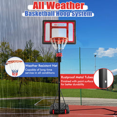 1.55-3.1M Height Adjustable Basketball Hoop with Wheels