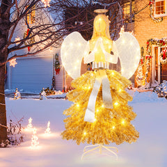 1.57M Lighted Christmas Angel Tree  with Hands Clasped in Prayer