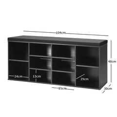 10-Cube Storage Bench Cabinet with Adjustable Shelves-Black