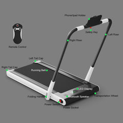 Folding Treadmill with LED Display Bluetooth Speaker-White