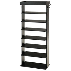 Vertical Designed 7-Tier Shoe Rack with Hooks-Black