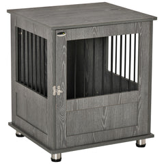 PawHut Dog Crate Table for Medium and Large Dogs with Magnetic Door for Indoor Use, 60 x 55 x 70 cm, Grey