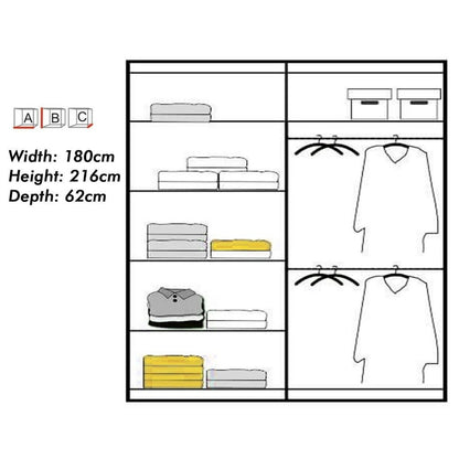 Lisbane Sliding Door Wardrobe - Black, White, Grey