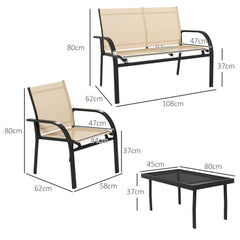 Outsunny Four-Piece Curved Steel Garden Dining Set - Beige/Grey