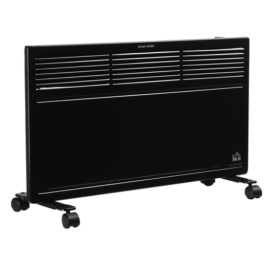 HOMCOM POWER Convector Radiator Freestanding or Wall-mounted Heating with 2 Heat Settings Safety Cut-Off, Black