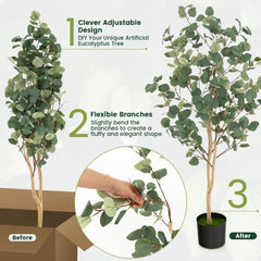 1.4/1.65 m Artificial Eucalyptus Tree with Silver Dollar Leaves-1.4 m