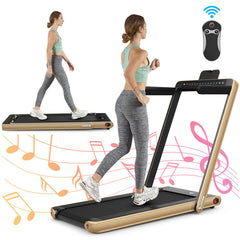 Folding Treadmill Electric 1-12KM/H with Bluetooth-Golden