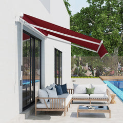 Outsunny 4x2.5m Manual Awning Window Door Sun Weather Shade w/ Handle Red