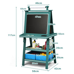 Children's Double-Sided Art Easel with Paper Roll-Blue