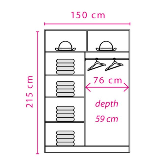 Effect 2 Sliding Door Wardrobe 150cm