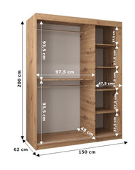 Rhomb Sliding Door Wardrobe 150cm