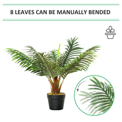 Outsunny 60cm/2FT Artificial Palm Tree Decorative Plant 8 Leaves with Nursery Pot, Fake Tropical Tree for Indoor Outdoor D√É¬©cor