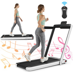 Folding Treadmill Electric 1-12KM/H with Bluetooth-White