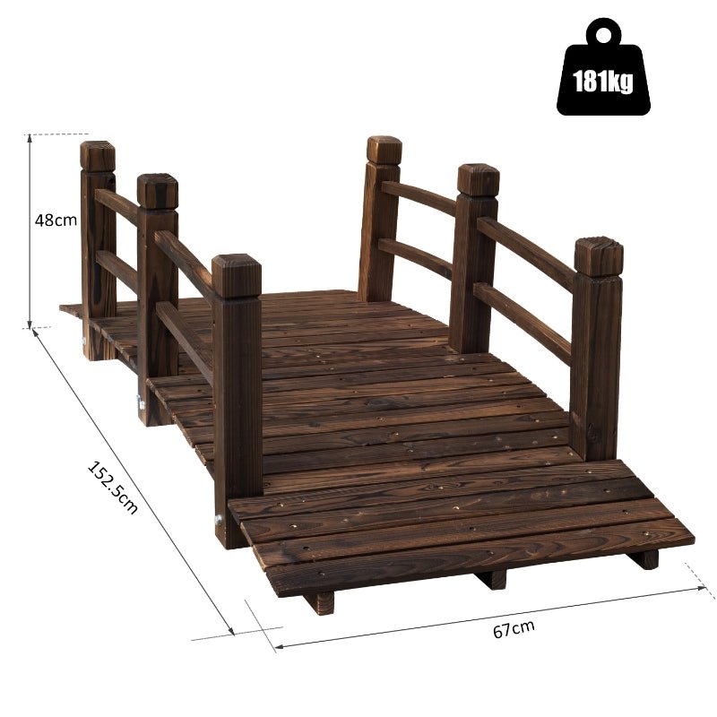 1.5M Wooden Garden Bridge Lawn Décor - lalafurniture