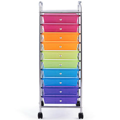 10 Drawers Mobile Storage Trolley with 4 Wheels for Beauty-Multicolor