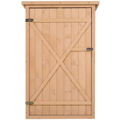 Outsunny Wooden Small Shed, Garden Storage Shed with Shelves and Bolt Latch, 75L x 56W x115H cm, Natural