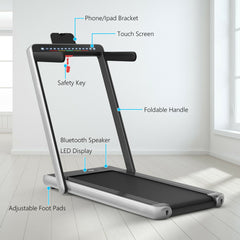 Folding Treadmill Electric 1-12KM/H with Bluetooth-Silver