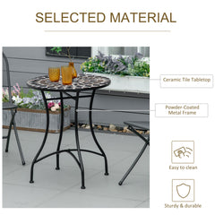 Outsunny â60cm Mosaic Outdoor Patio Table - Black