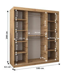 Rhomb Sliding Door Wardrobe 180cm