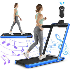 Folding Treadmill Electric 1-12KM/H with Bluetooth-Blue