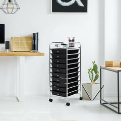 10 Drawers Mobile Storage Trolley with 4 Wheels for Beauty-Black