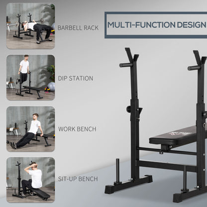 HOMCOM Adjustable Weight Bench, Foldable Bench, with Barbell Rack, Black