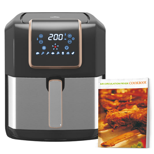 HOMCOM 6.5L Single Basket Air Fryer, 80-200√Ç¬∞C Temperature, Black and Gold Tone