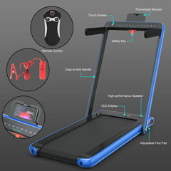 Folding Treadmill Electric 1-12KM/H with Bluetooth-Blue