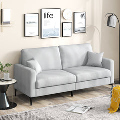 191cm Wide Upholstered Loveseat Sofa with Armrest and Pillows-Grey