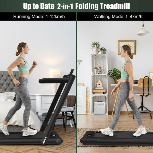 Folding Treadmill Electric 1-12KM/H with Bluetooth-Black