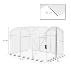 Outsunny Polytunnel Greenhouse Walk-in Grow House with UV-resistant PE Cover, Door and Galvanised Steel Frame, 2 x 2 x 2m, White