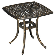 Outsunny Outdoor Patio Side Table with 38mm Dia. Umbrella Hole, Cast Aluminium Patio coffee Table, 54 x 54cm, Bronze Tone