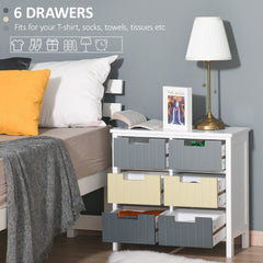 HOMCOM 6 Drawer Storage Tower, Dresser Chest with Wood Top, Organizer Unit for Closets Bedroom Nursery Room Hallway