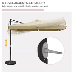 Outsunny 3m Cantilever Parasol, with Four-Position Canopy - Khaki