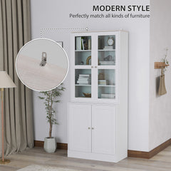 HOMCOM Double Storage Display Cabinet - White